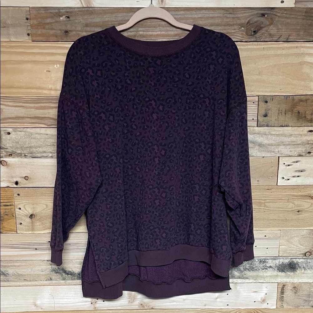 American Eagle Outfitters size Small Dark Purple Leopard Jegging Fit Sweatshirt